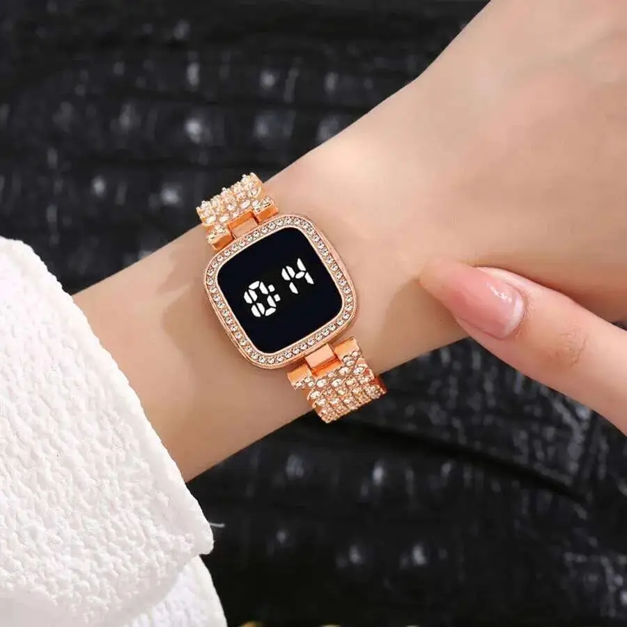 Digital Display Women's Bracelet Square Touch Watch
