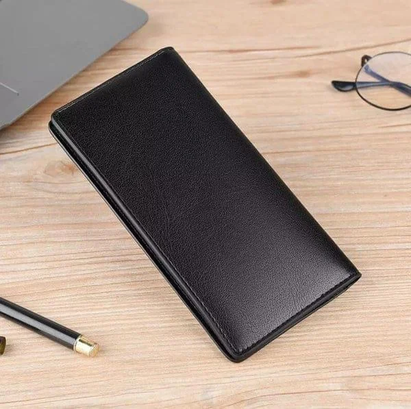 Unisex Vintage Long Fold  Leather Wallet