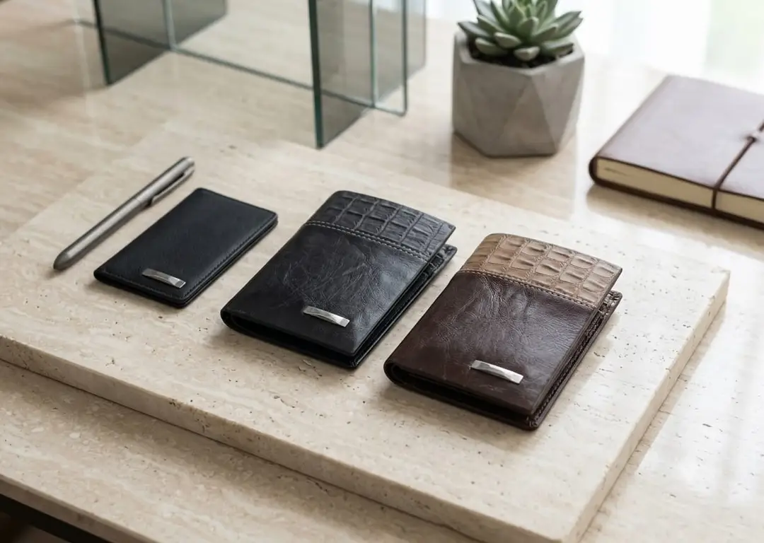 Men's Double Fold Crocodile Design Wallet