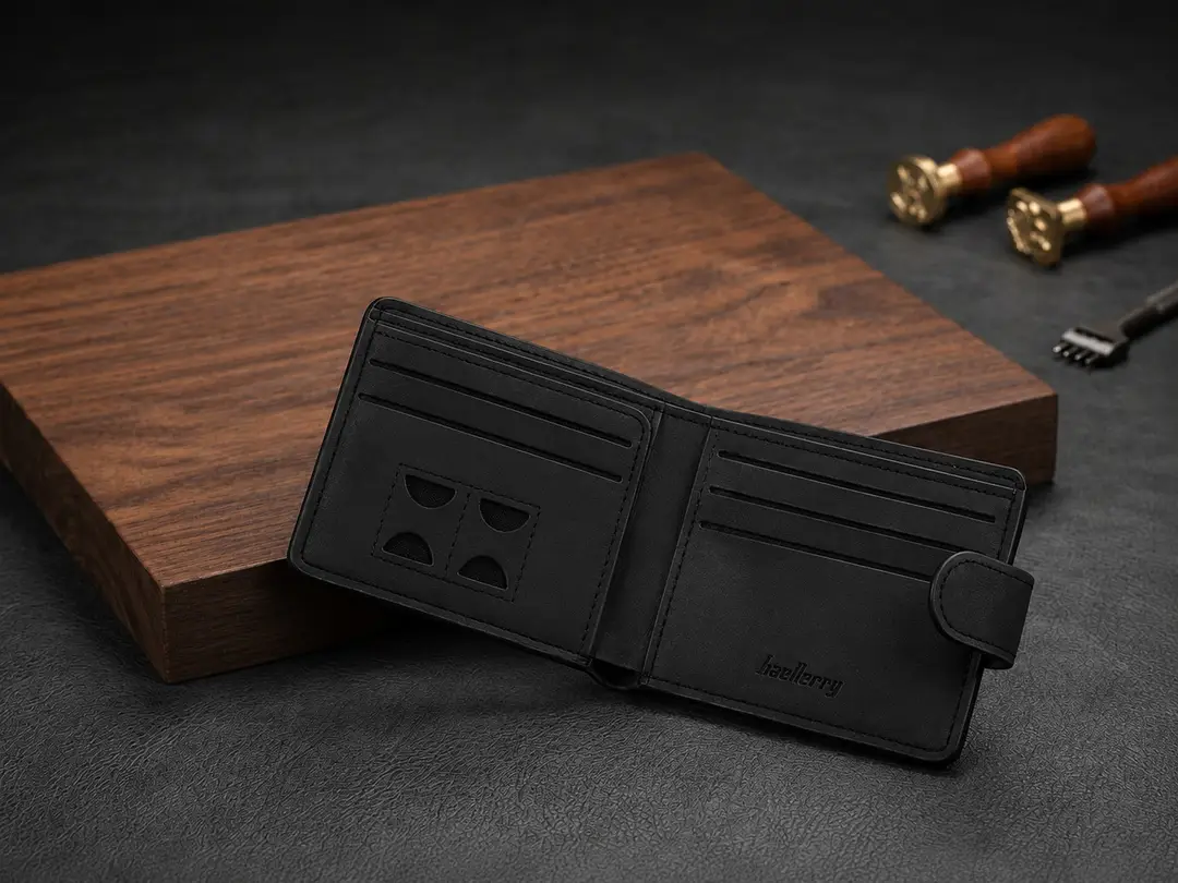 Premium Men’s Bifold Wallet with Snap Closure