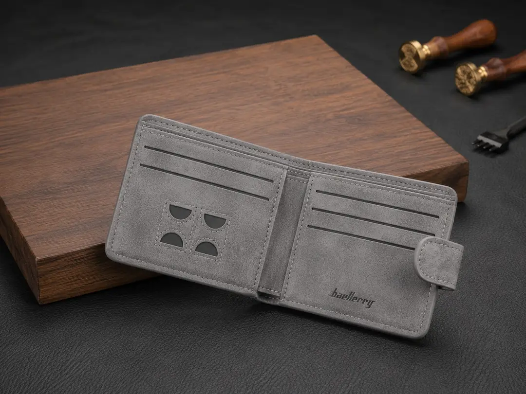 Premium Men’s Bifold Wallet with Snap Closure