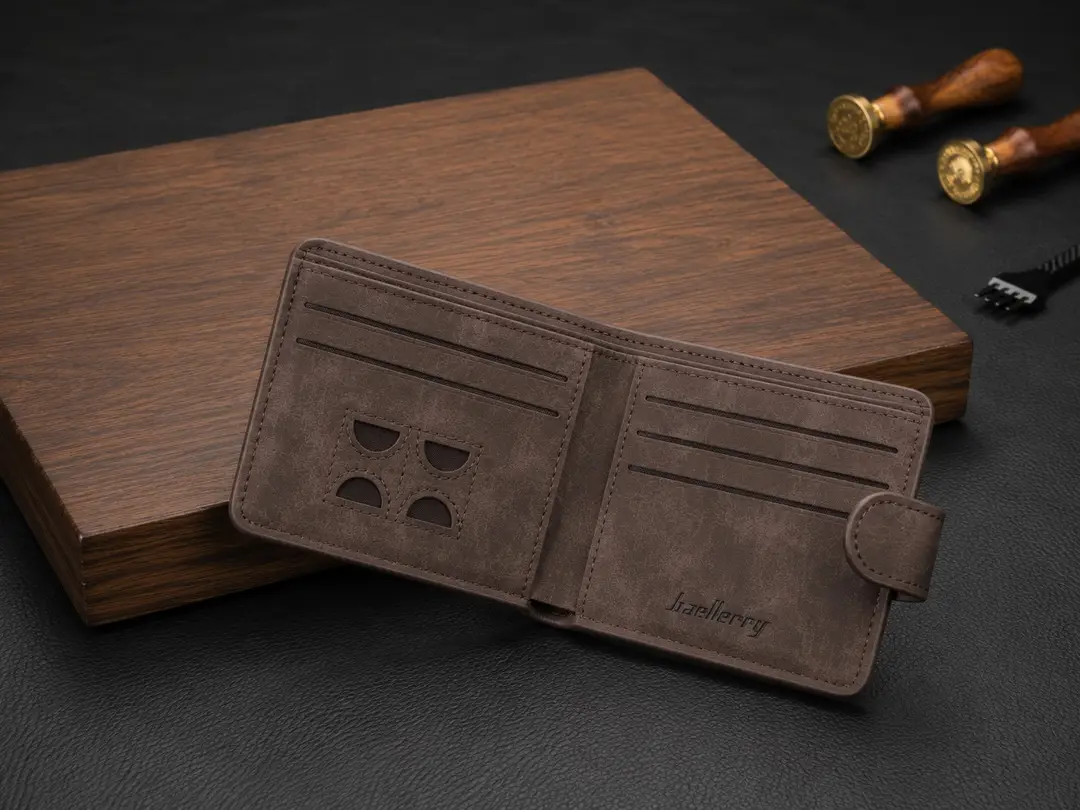 Premium Men’s Bifold Wallet with Snap Closure