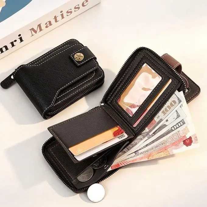 Premium Men's Zipper Bifold Wallet