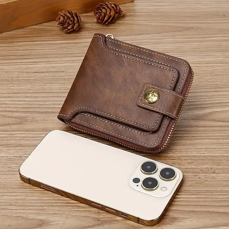 Premium Men's Zipper Bifold Wallet