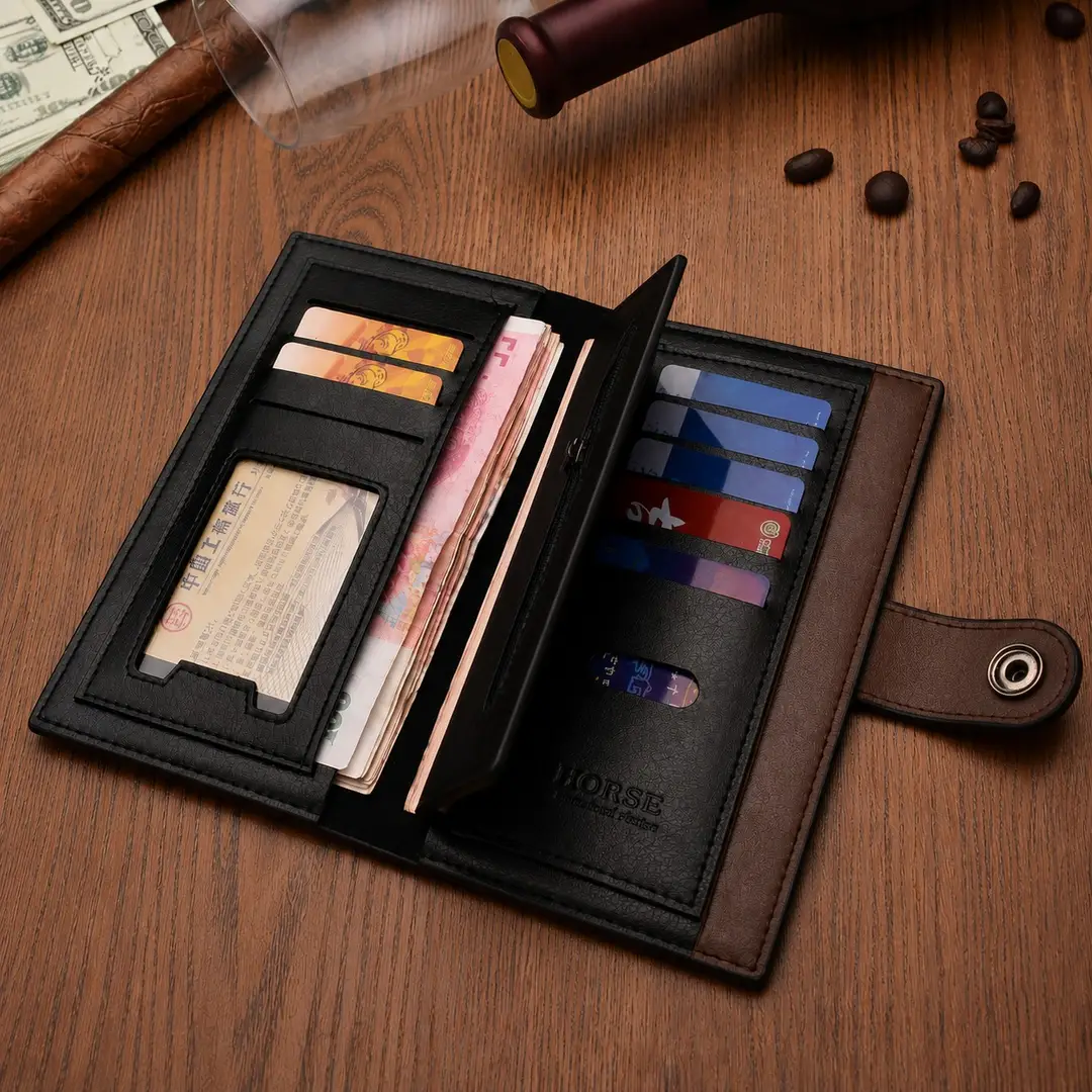 Premium Men's Snap Long Wallet