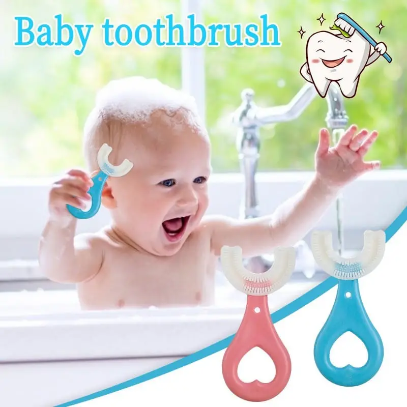 Easy-Grip U-Shaped Silicone Kids Toothbrush for Deep Cleaning (2-12 Years)