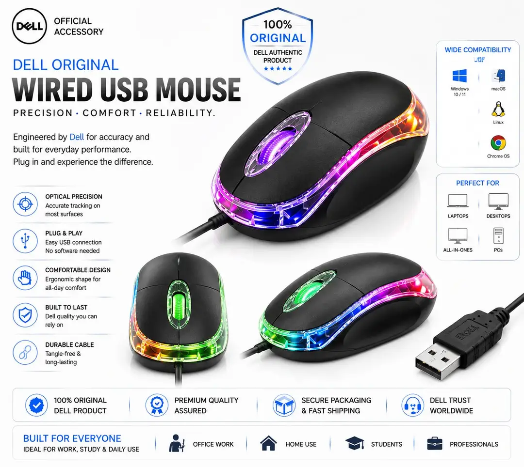 RGB Mouse Pack Of 2 pcs Portable Computer Desktop Mouse