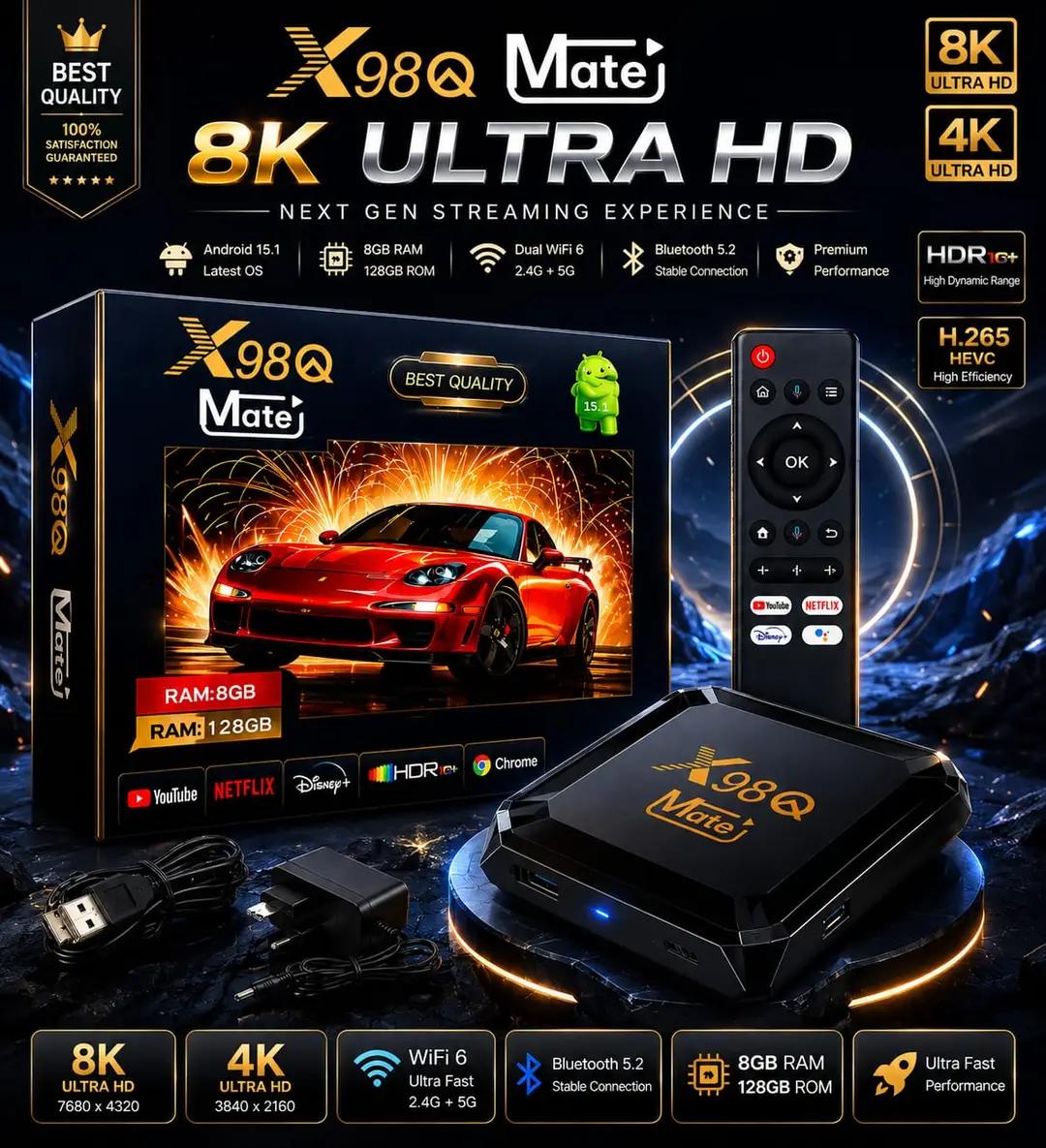 X98Q Android Box Smart TV BOX 8K Resolution HD