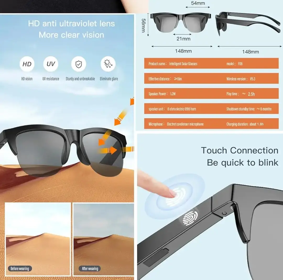 Smart Glasses For Traveling, Protects Eye Harmful Radiations
