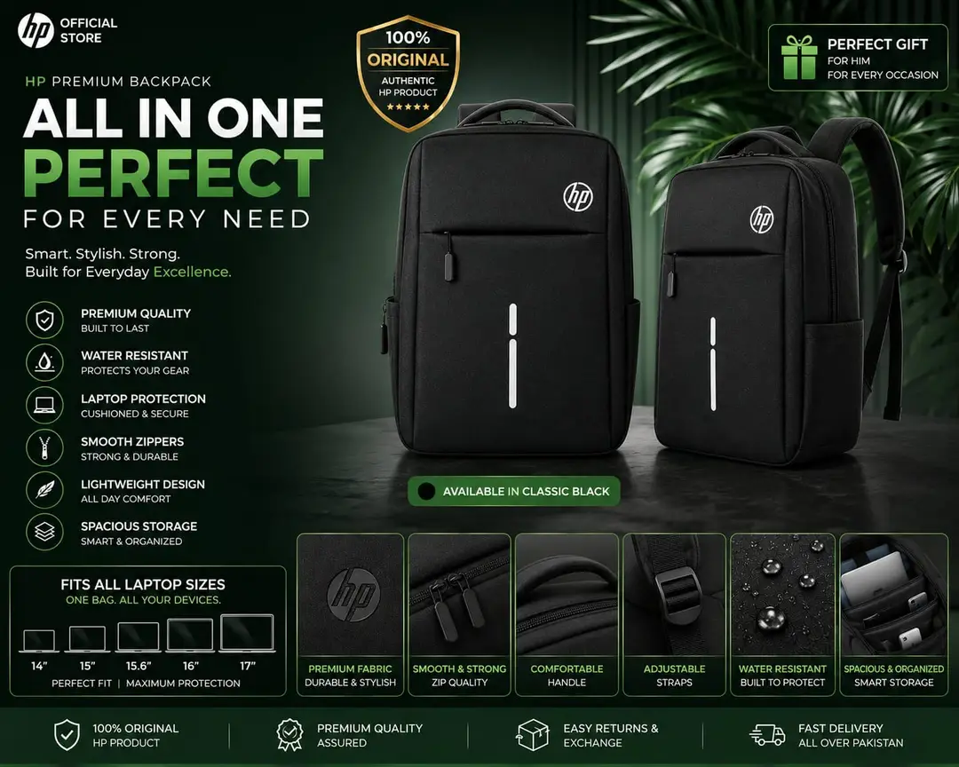 HP Durable Notebook Backpack With Secure Laptop Sleeve