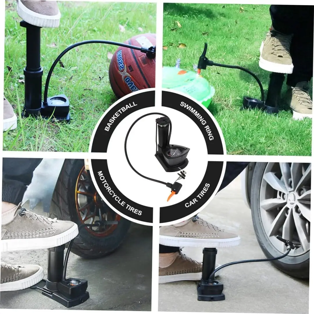 Compact Foot Air Pump With Nozzle For Bike Car Ball Tyres
