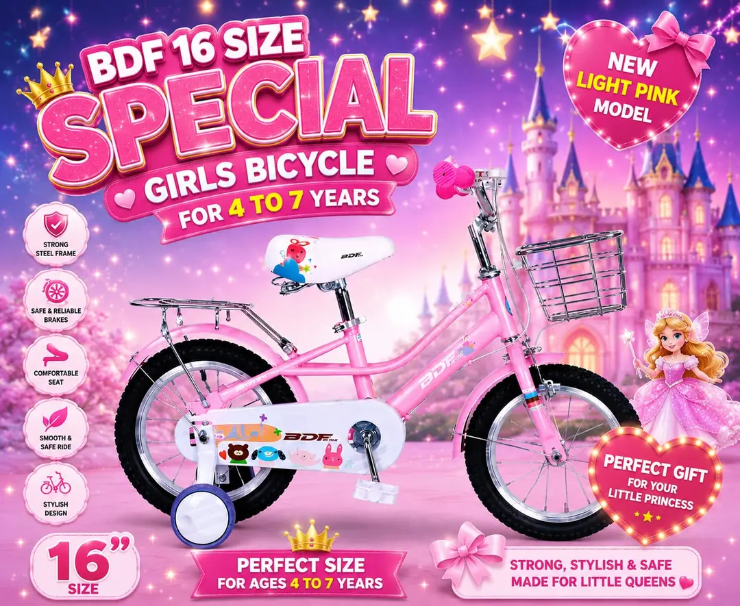 Cute Light Pink 16 Size Strong Bicycle for 4-8 Years Girls