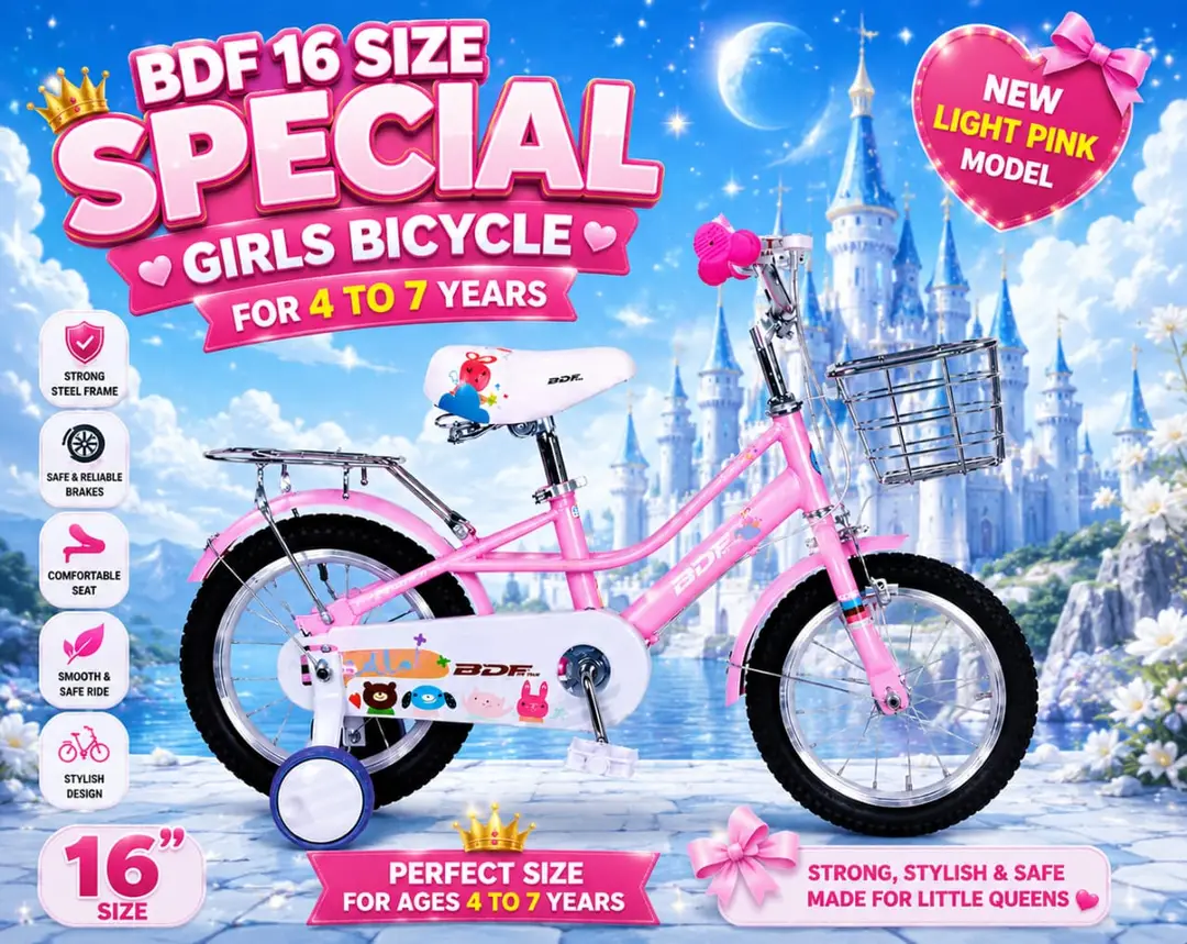 Cute Light Pink 16 Size Strong Bicycle for 4-8 Years Girls