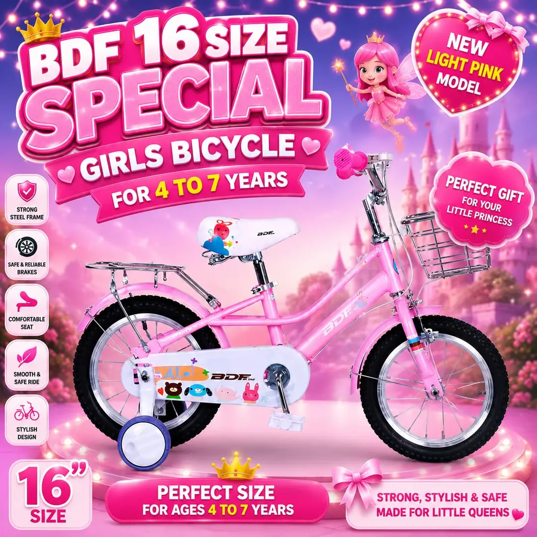 Cute Light Pink 16 Size Strong Bicycle for 4-8 Years Girls