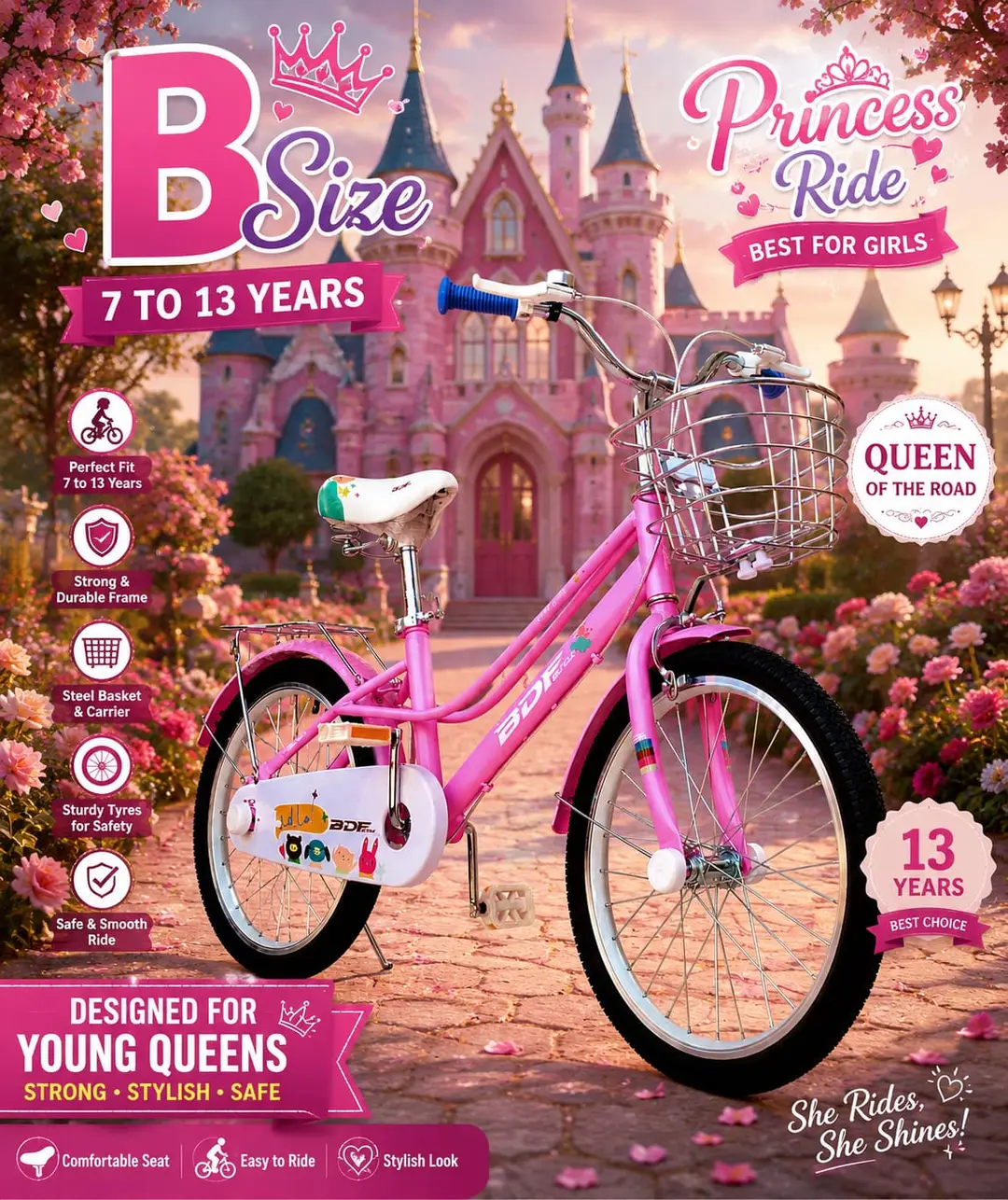 Reliable 20 Inch Pink Cycle for Girls | Heavy Duty 7-12 Yrs