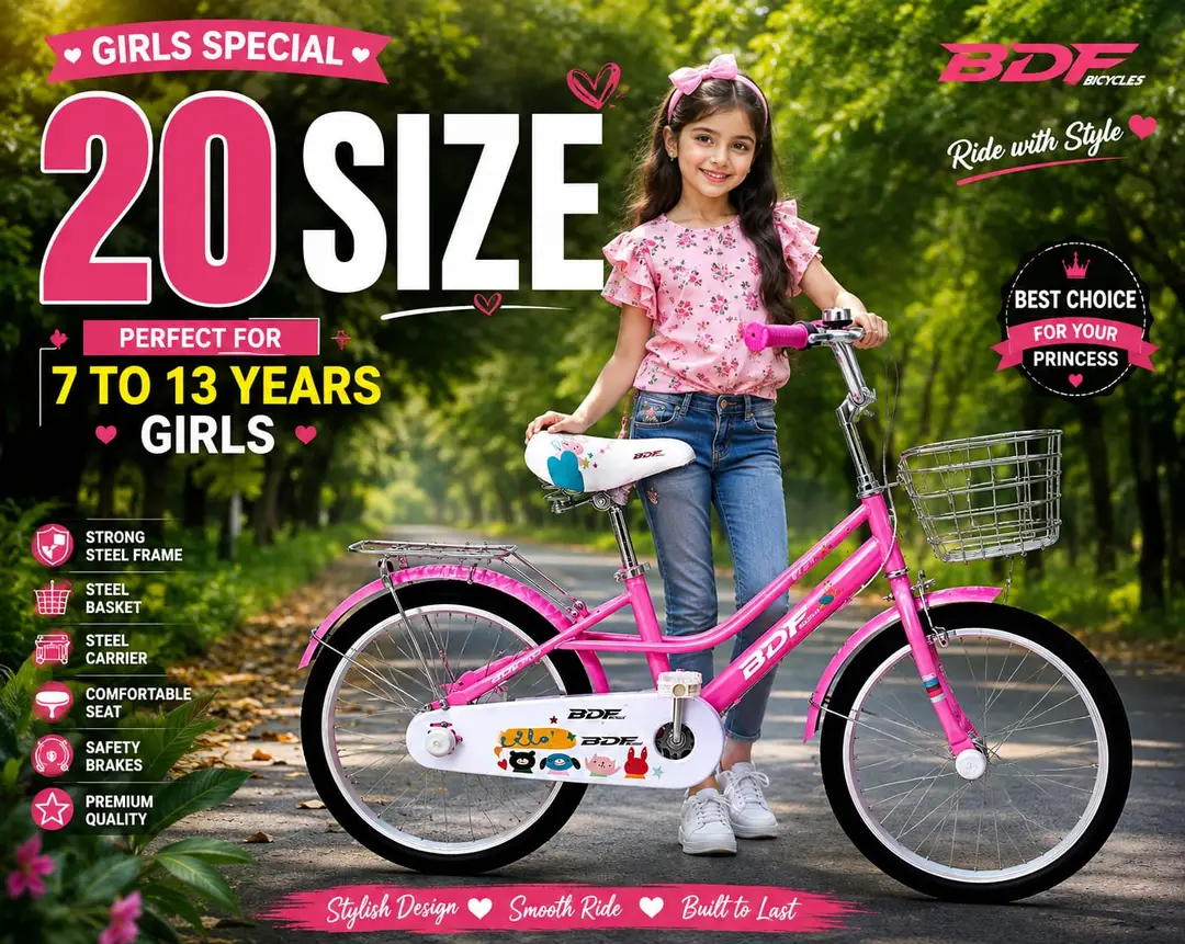 Top Quality 20" Pink Bicycle for Young Girls Age 7-12 Cycle