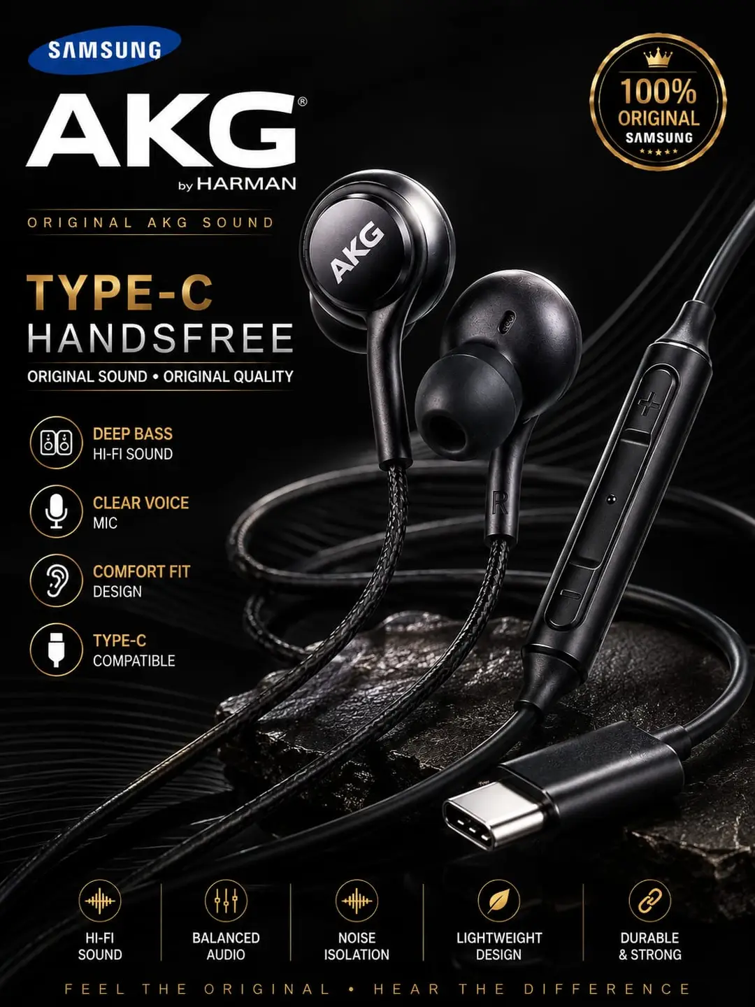 Clear Voice Wired Earphones Black