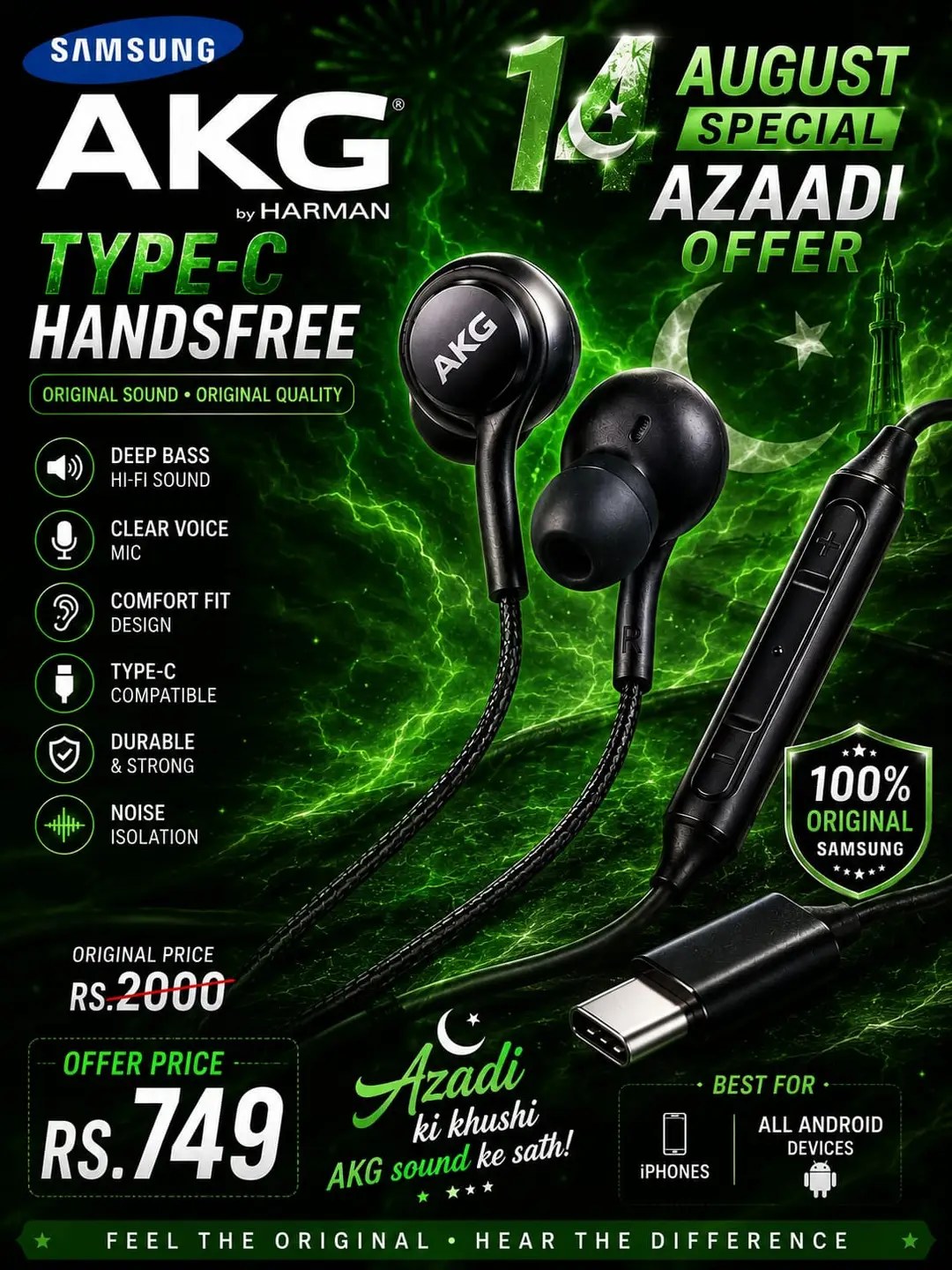 Clear Voice Wired Earphones Black