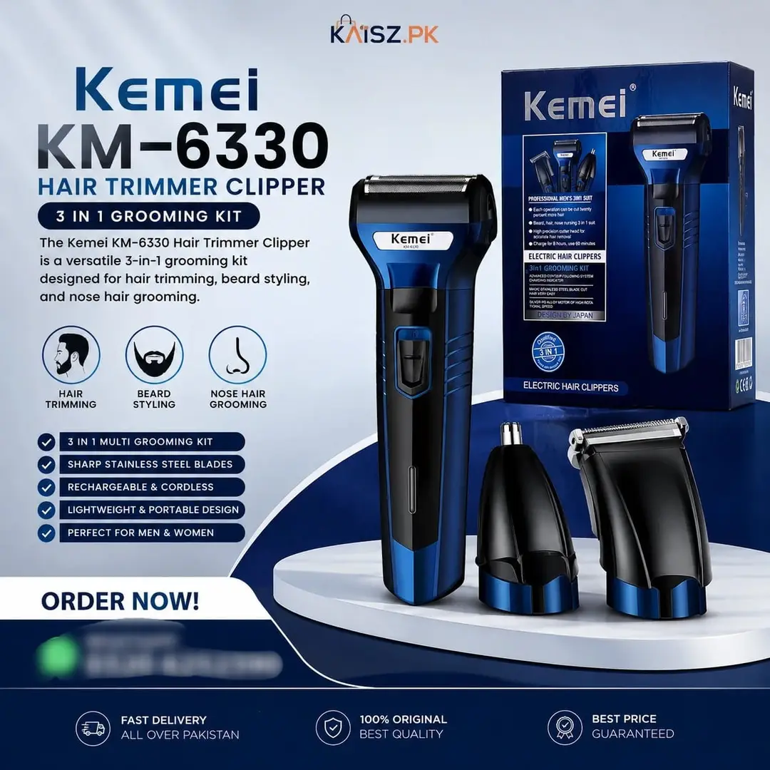 Foil Blade Unisex Hair Trimmer Kemei 6330 3 In 1 Trimmer Men