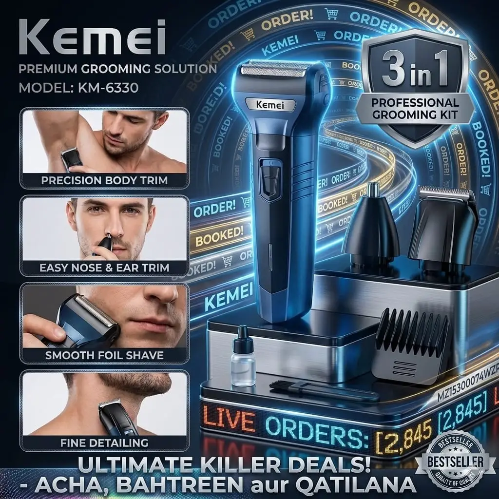 Foil Blade Unisex Hair Trimmer Kemei 6330 3 In 1 Trimmer Men