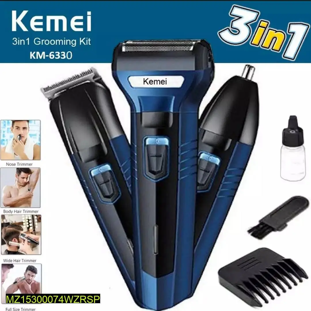 Foil Blade Unisex Hair Trimmer Kemei 6330 3 In 1 Trimmer Men