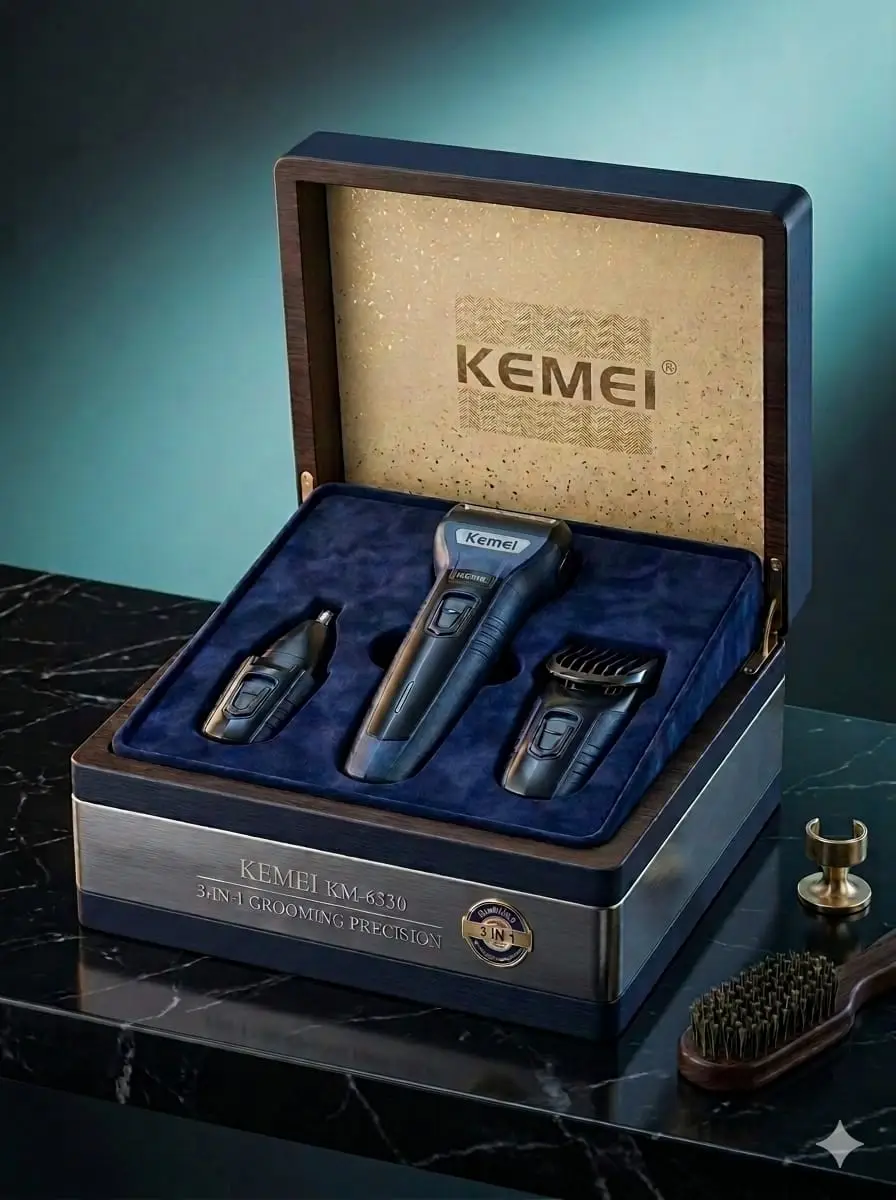 PACK OF 2PC Foil Blade Unisex Hair Trimmer Kemei 6330 3 In 1