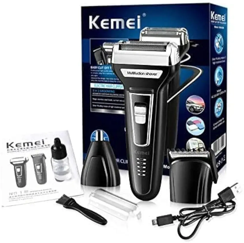 Foil Blade Unisex Hair Trimmer Kemei 6558 3 In 1 Trimmer Men