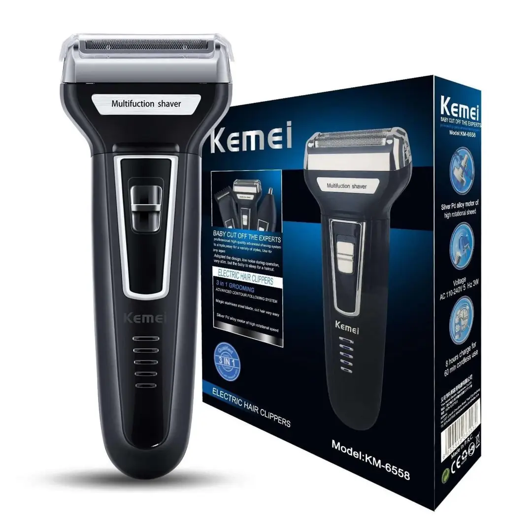Foil Blade Unisex Hair Trimmer Kemei 6558 3 In 1 Trimmer Men