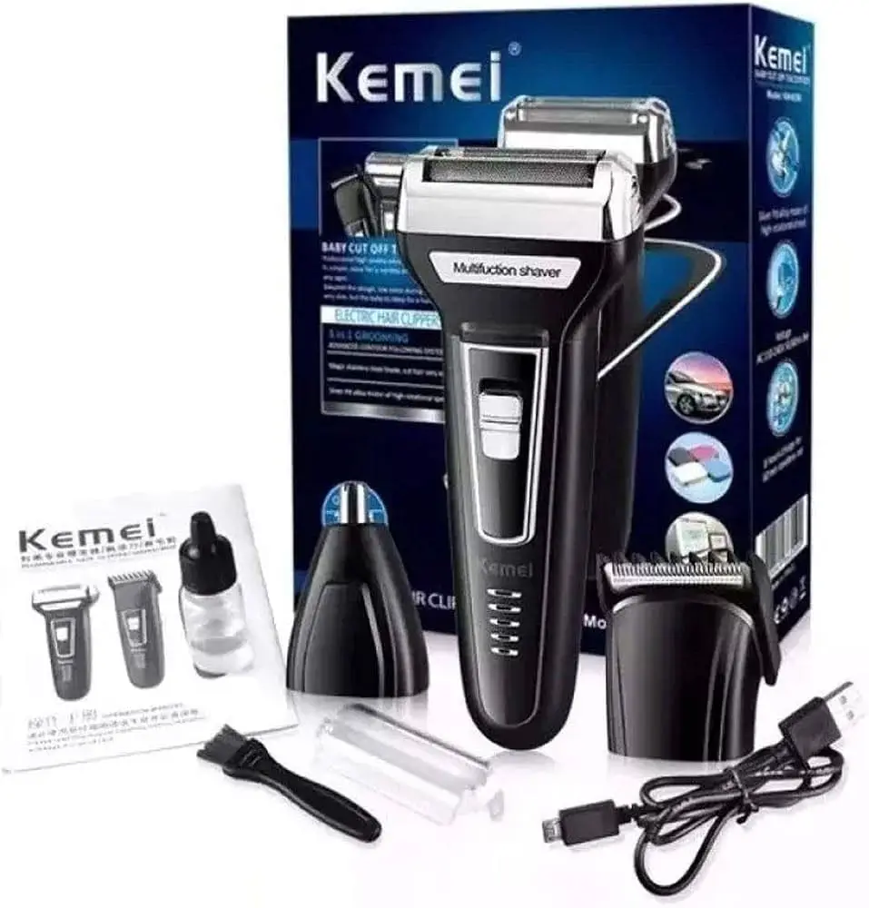 Foil Blade Unisex Hair Trimmer Kemei 6558 3 In 1 Trimmer Men