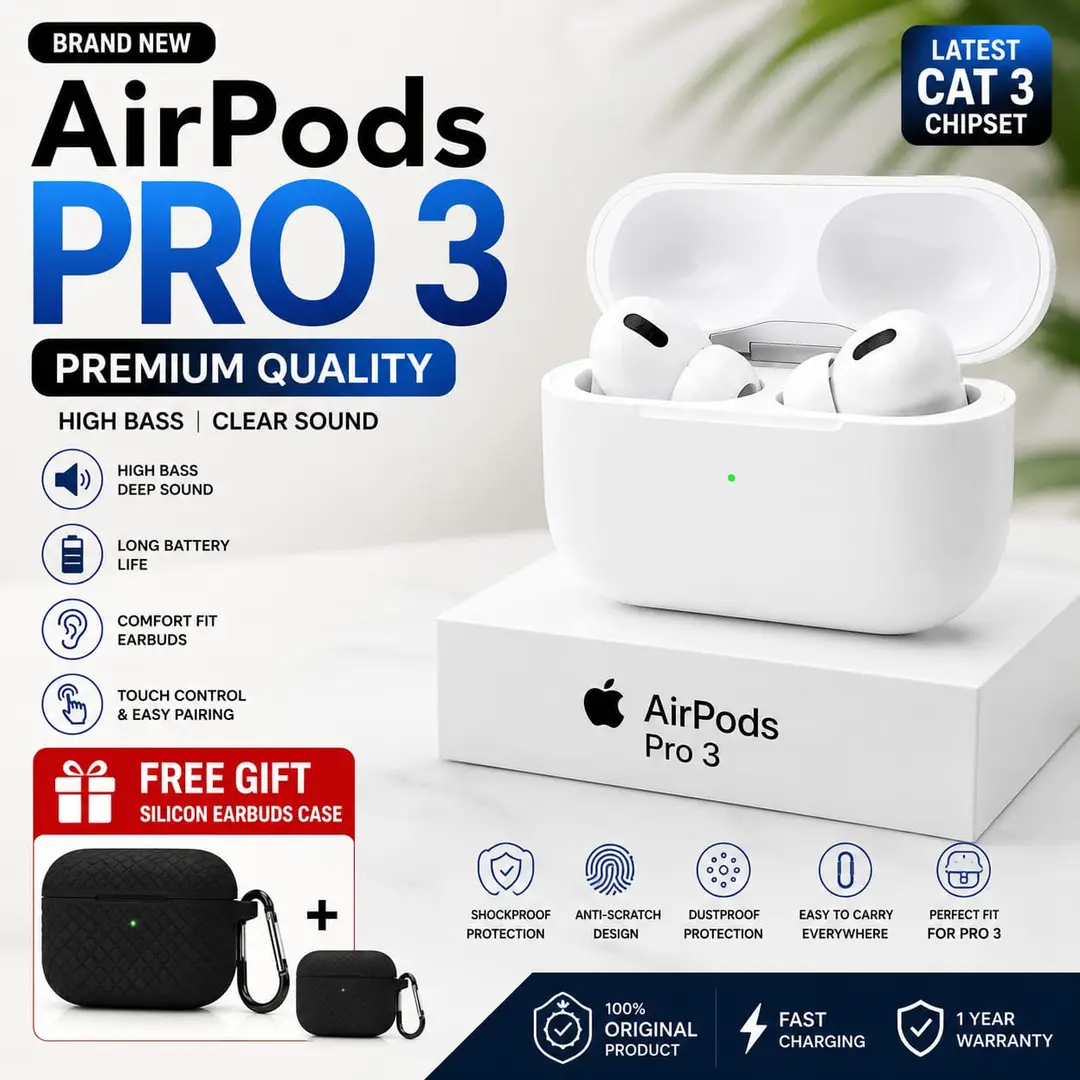 PRO 3 WITH Silicone Long-Lasting Battery Fast Charge Earbuds