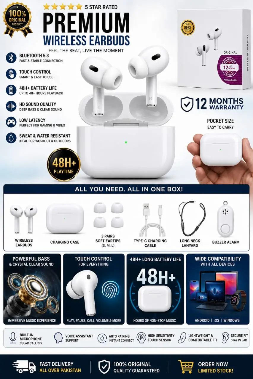 PRO 2 ORIGINAL Long-Lasting Battery With Fast Charge Earbuds