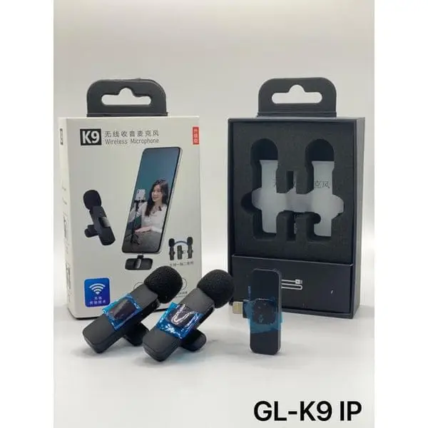 K9 Dual Wireless Mic Black Long Battery