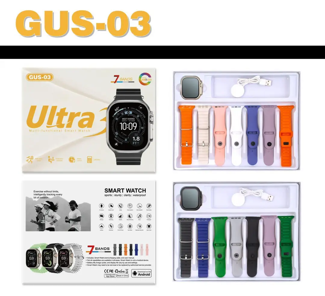 Pack of 2 SeriesUltra 3 Smart Watch7 In 1 StrapKit