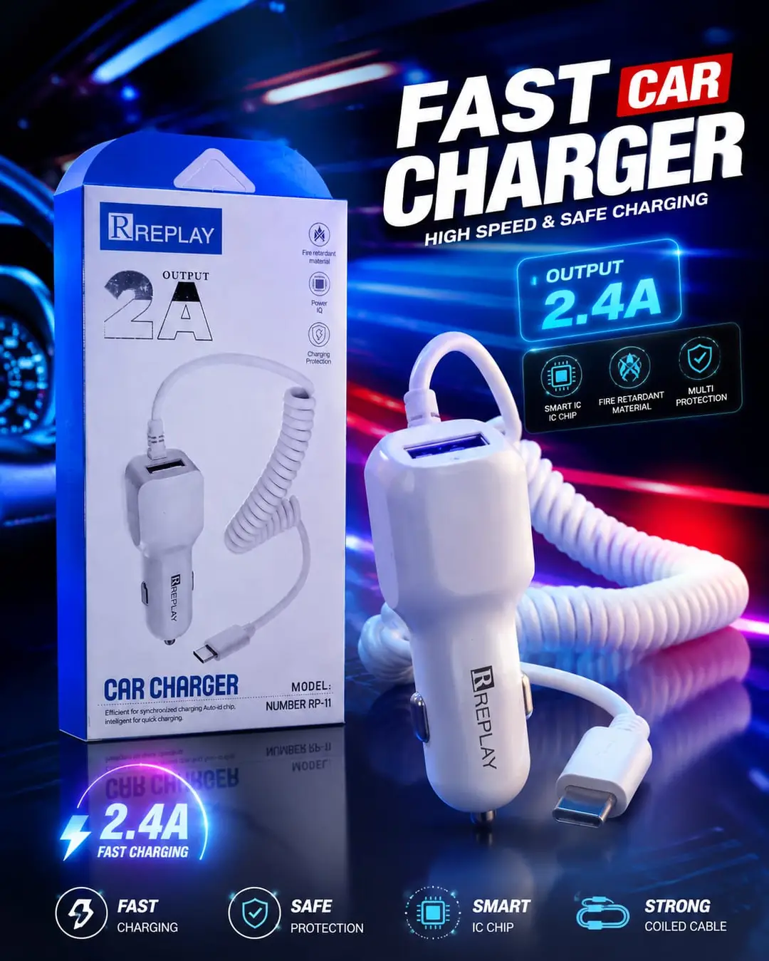 3 in 1 Car Charging Adapter 100 1