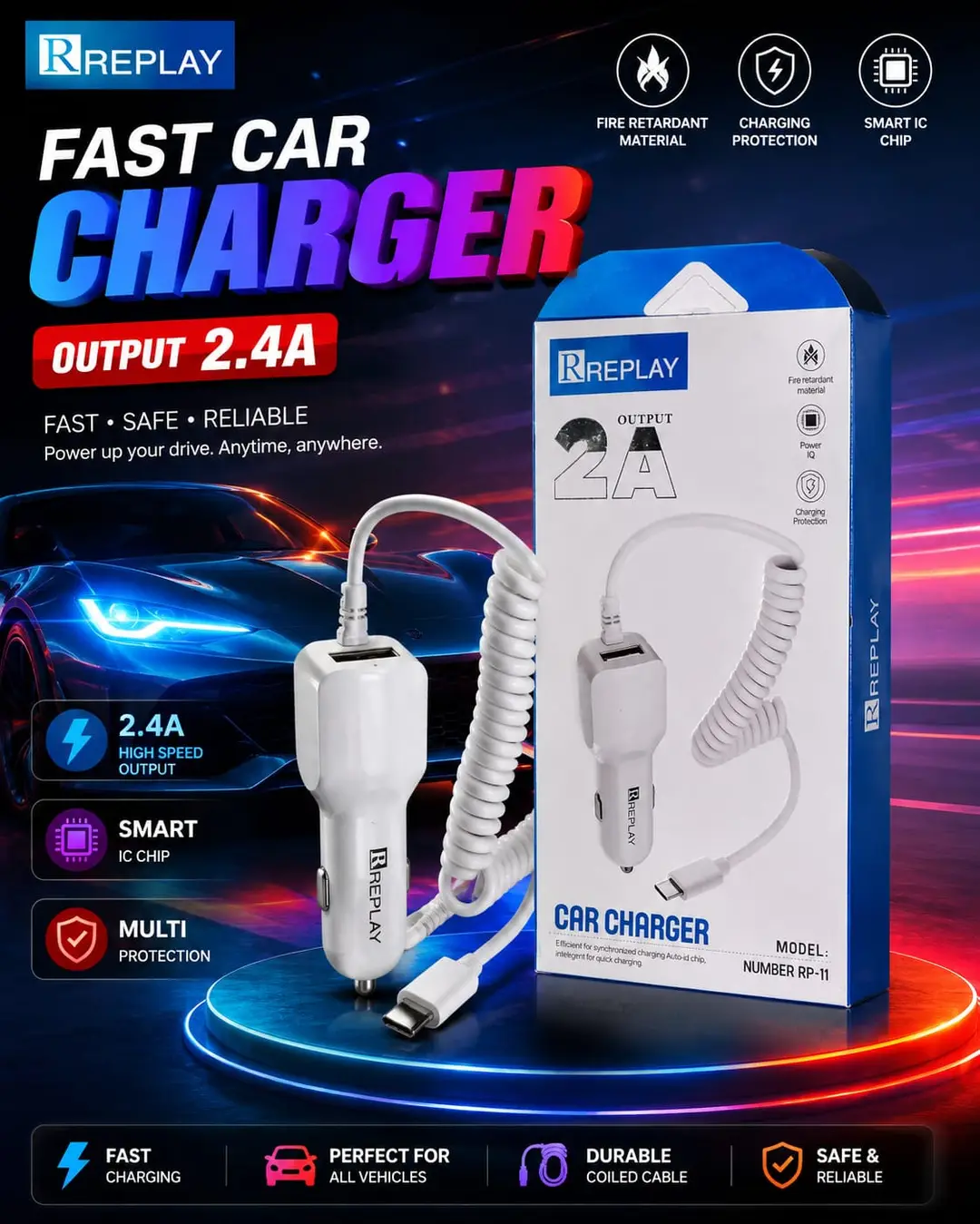 3 in 1 Car Charging Adapter 100 1