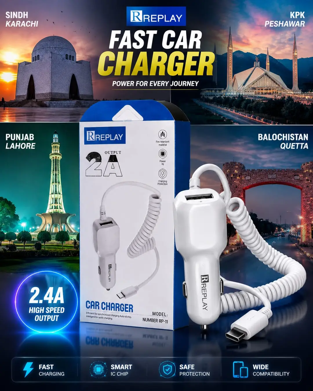 PACK OF 2 3 in 1 Car Charging Adapter 100 1