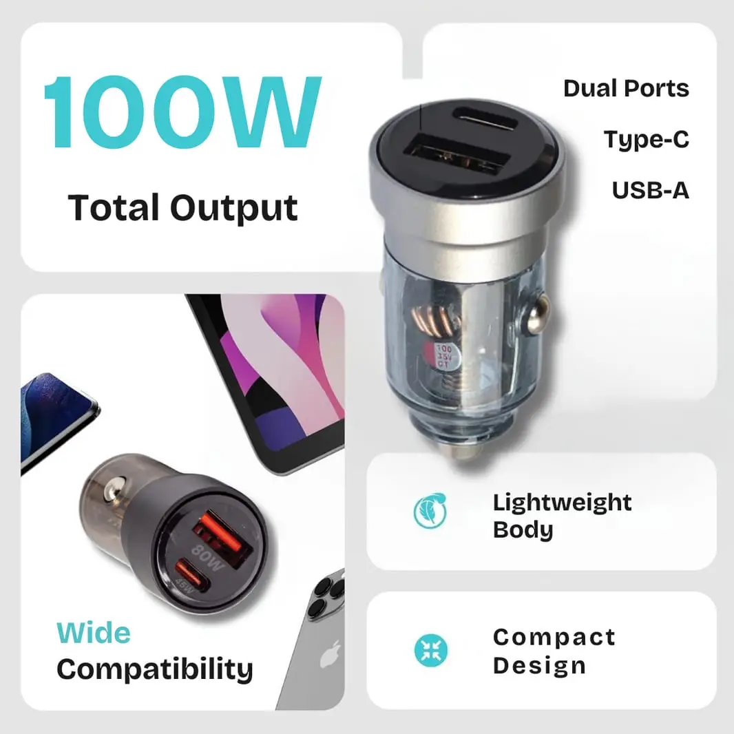 PACK OF 2 100 w 3 in 1 Car Charging Adapter 100 1