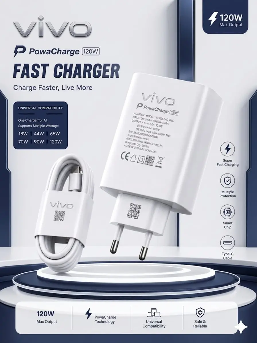 3 in 1 Power Adapter 120 W Charger Vivo Pack Of Pack Of 1