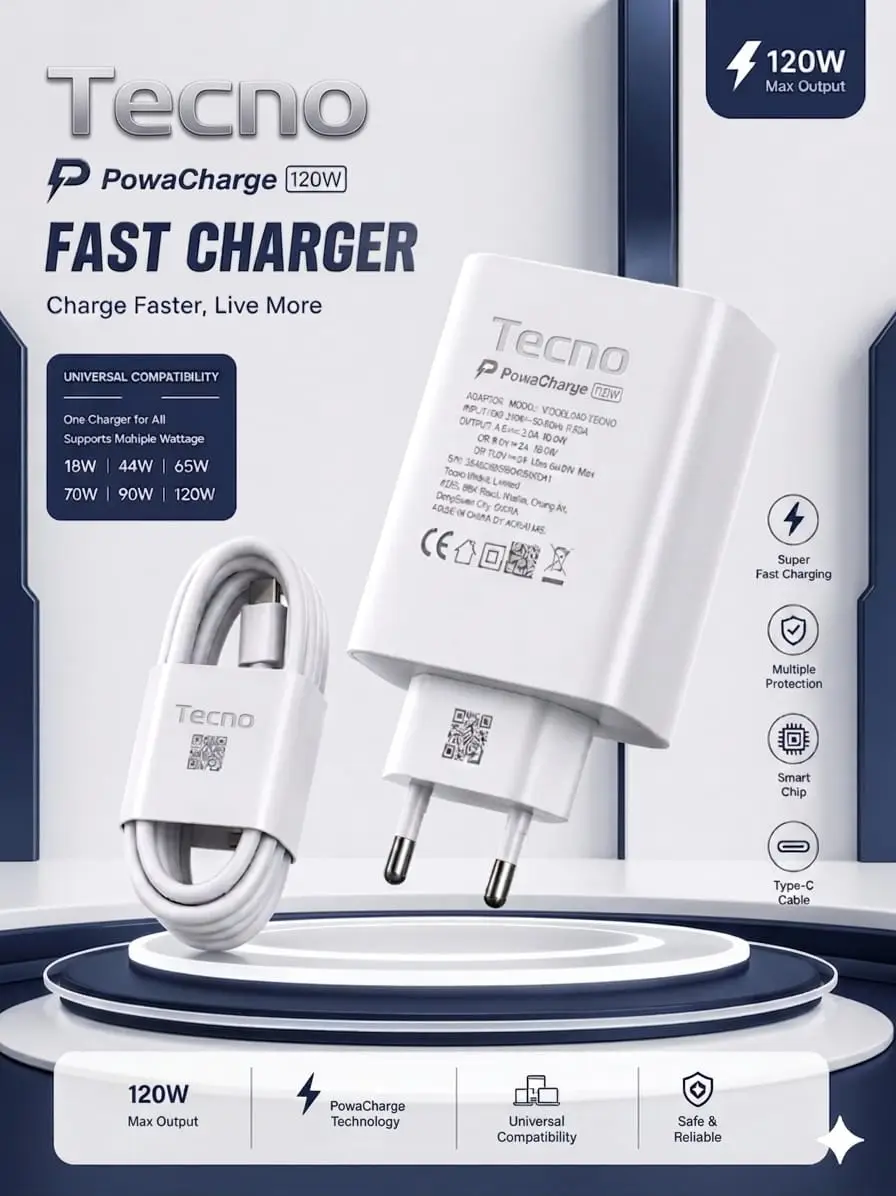 3 in 1 Charger 120 W Techno charger Pack Of 1