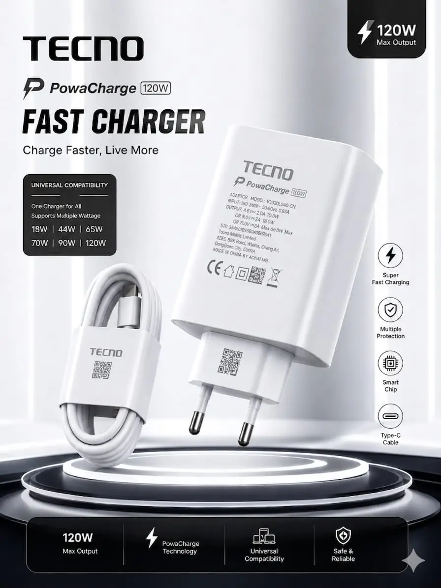 3 in 1 Charger 120 W Techno charger Pack Of 1