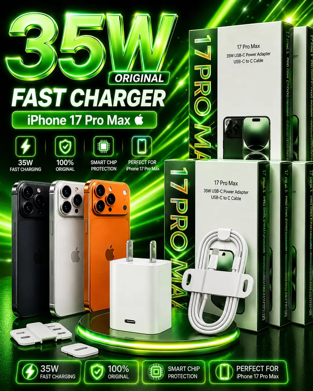 Universal 35W 2 Pin PD Wall Charger Kit | Fast Charging Pack