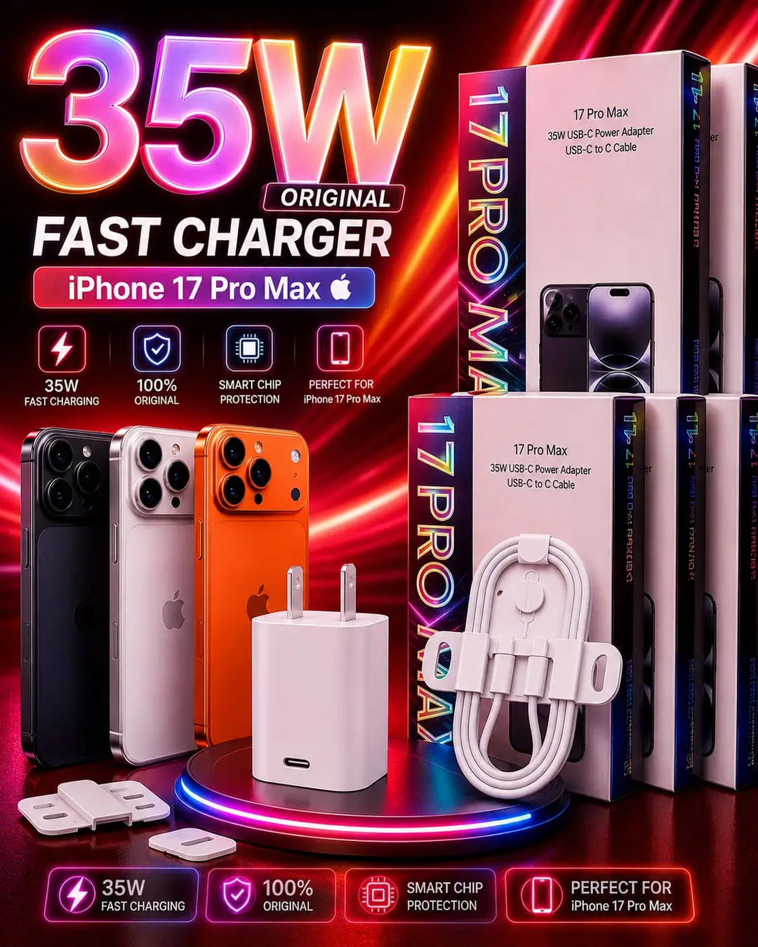 Universal 35W 2 Pin PD Wall Charger Kit | Fast Charging Pack