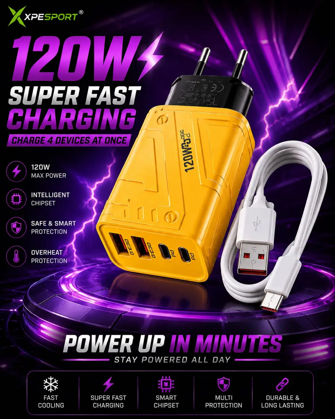 3 in 1 Mobile Phone Charger 45 Pack Of 1