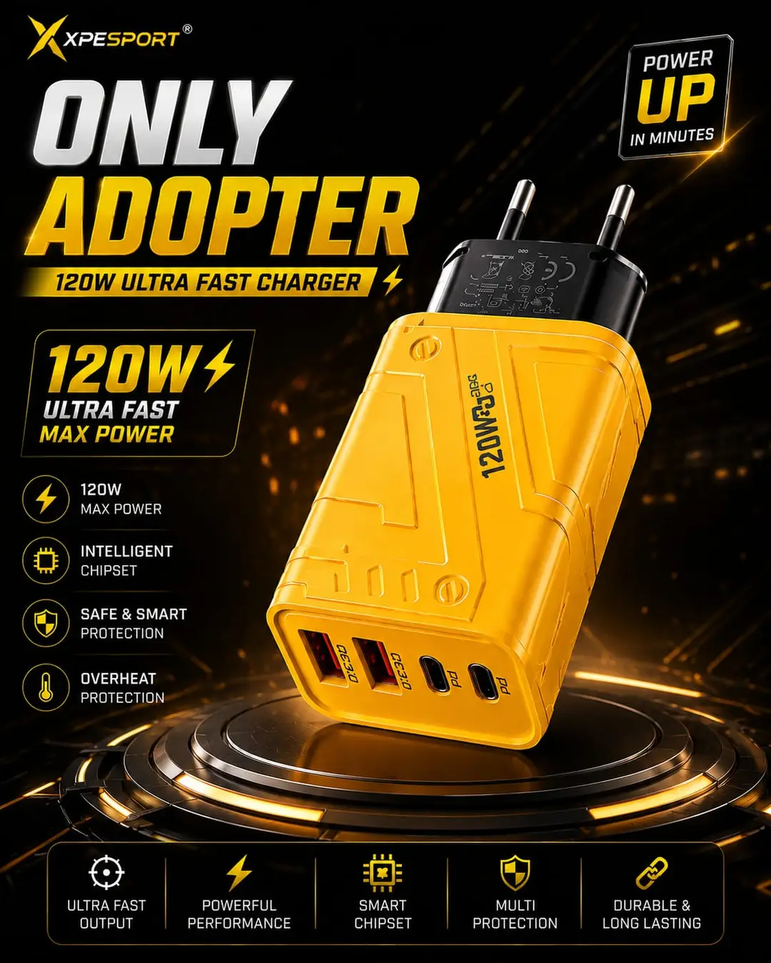 120W Ultra Fast Charging Adapter with 4 Ports