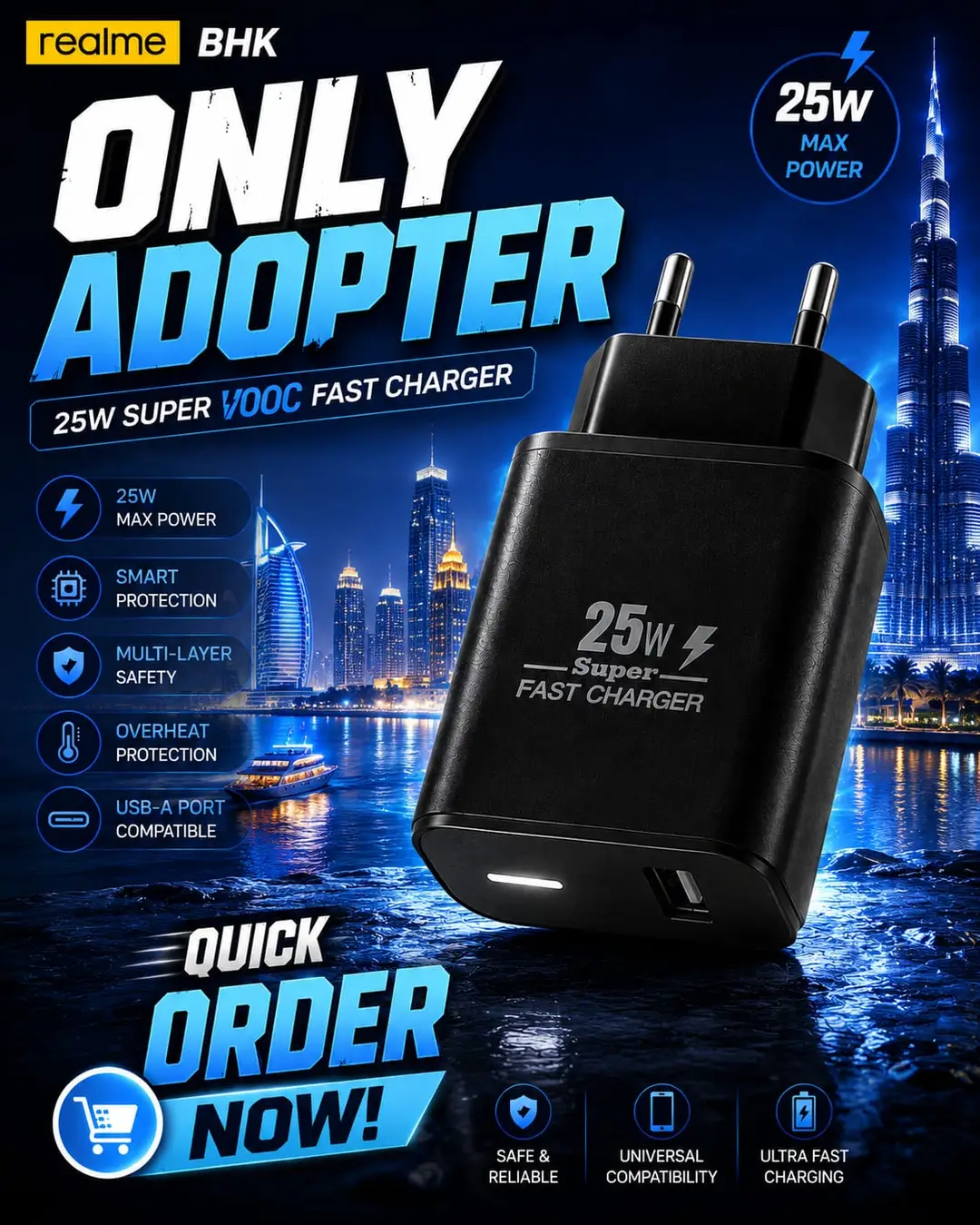 Realme 3 in 1 Power Adapter 25W Fast Charger