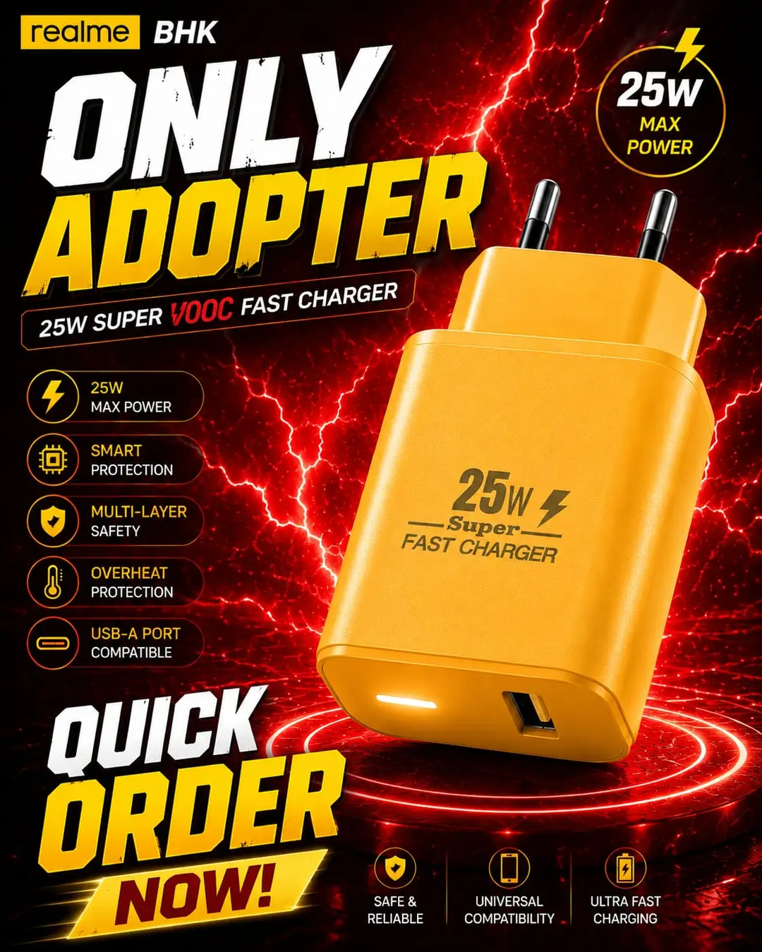 Realme 25W Fast Charging Adoptor Quick Charger