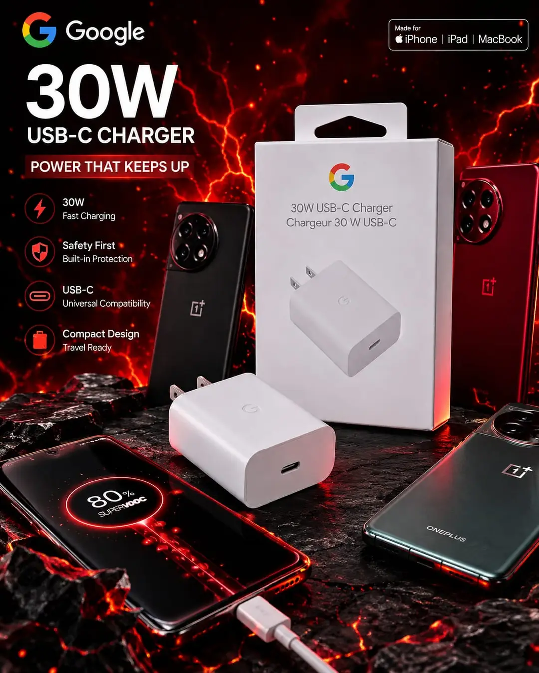 Google Pixel 30W Super Fast Charger Power Adoptor
