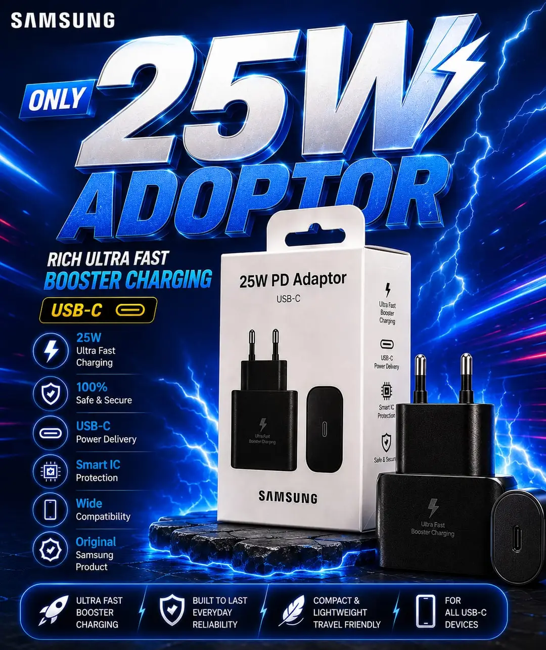 Samsung 25W Super Fast Charger PD Power Adoptor