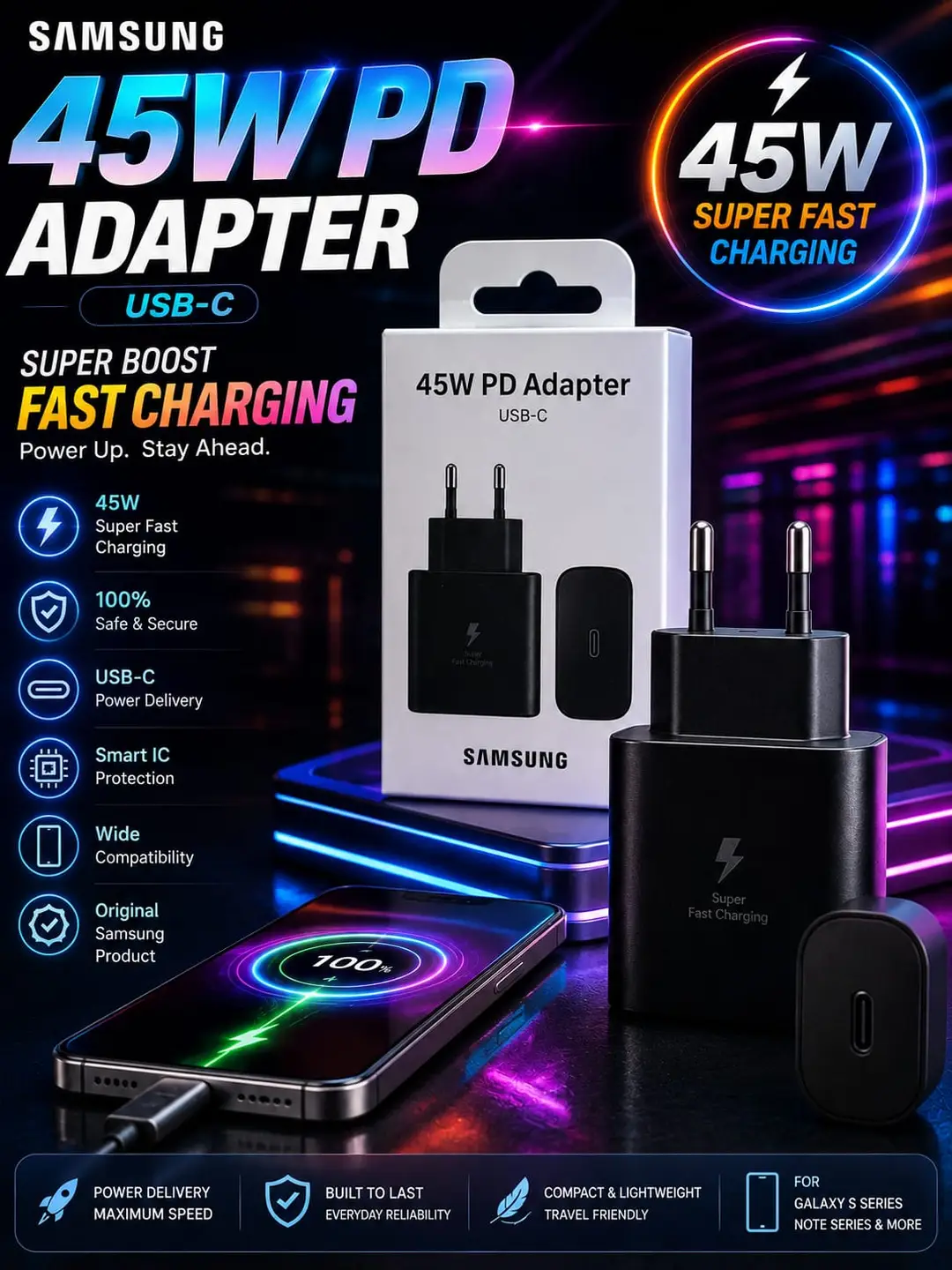 Samsung 45W Fast Charging Adapter Type-C Wall