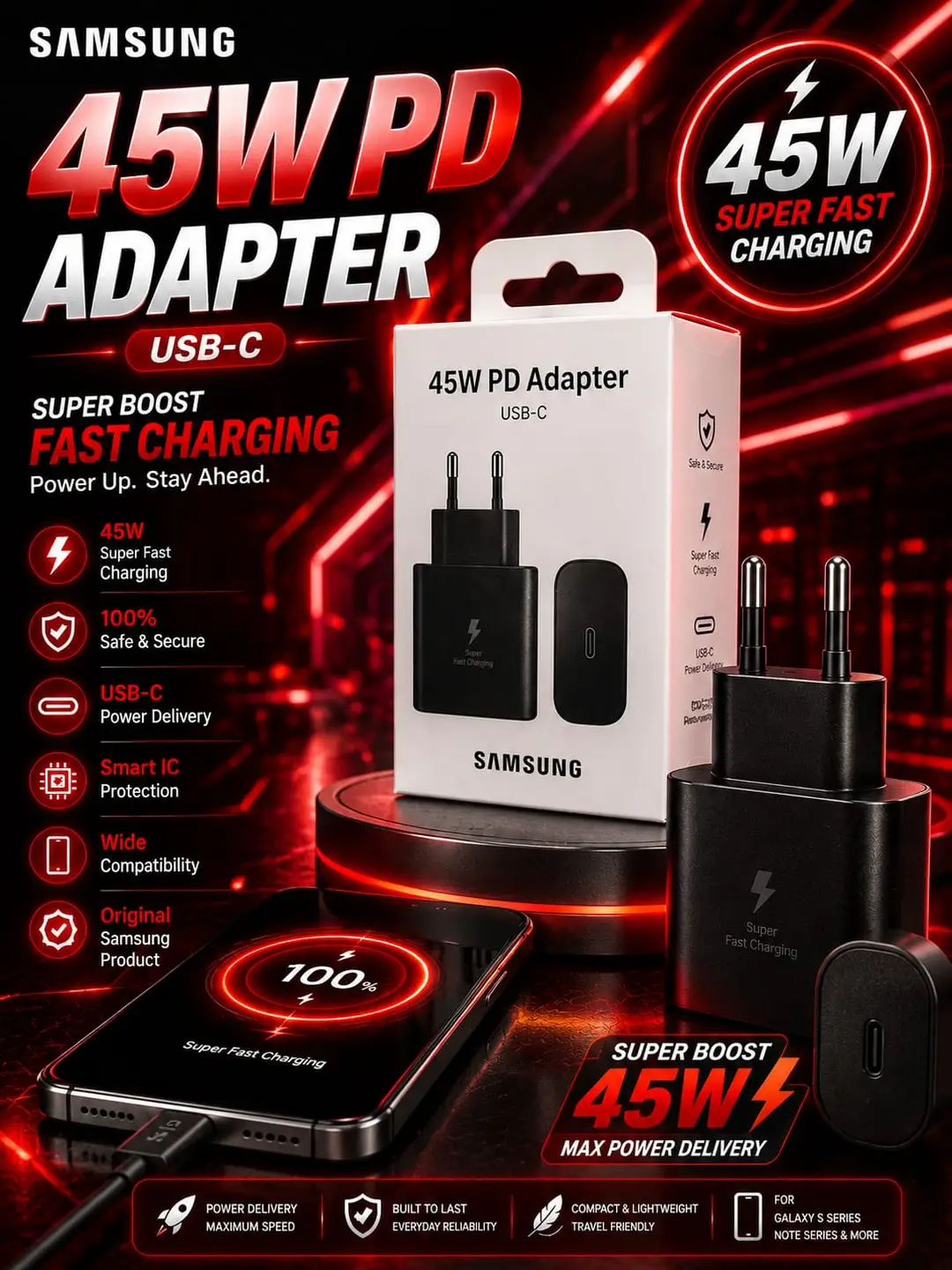 Samsung 45W PD Adapter Ultra Fast Charging Hub